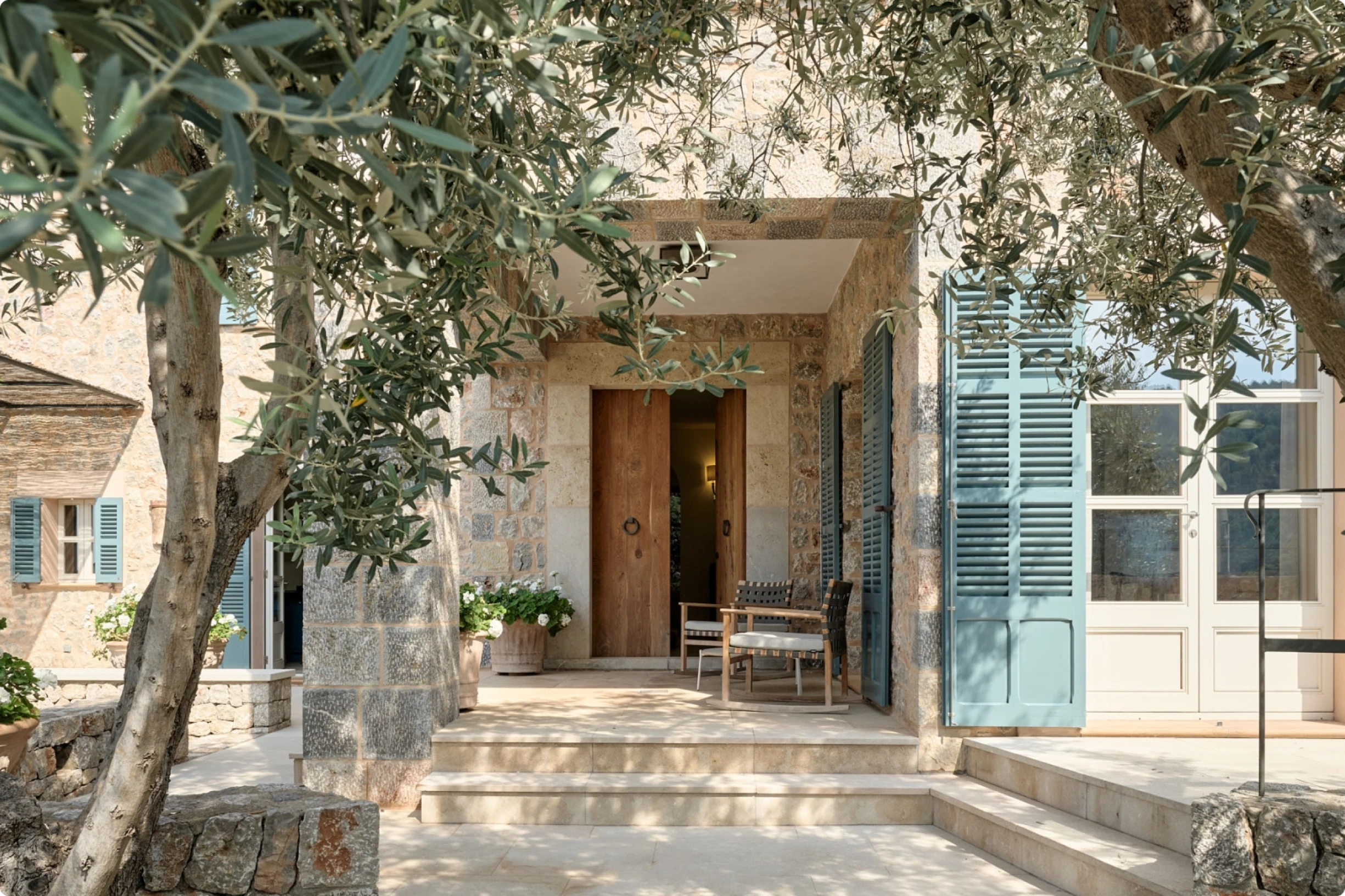 A front porch of a Mallorca property